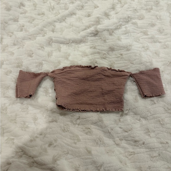 PacSun Dusty Pink Off-Shoulder Crop Top - Picture 2 of 4